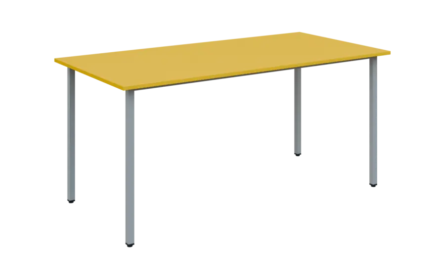 JSB 160N Jídelní stůl 1600 x 800 mm, deska žlutá odio / podnož stříbrná